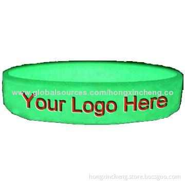 Silicone Bracelet with Custom Logo Glowing in Dark